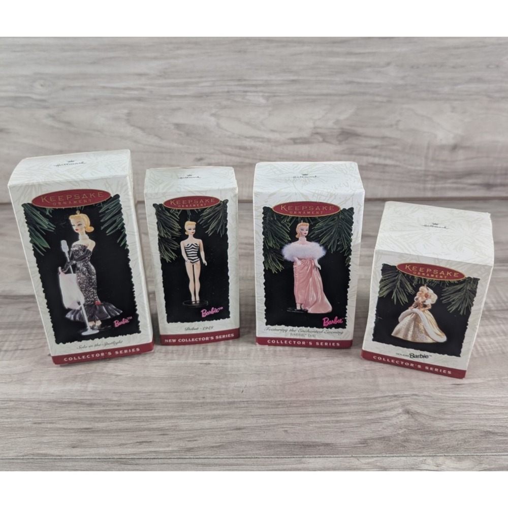 4 Barbie Hallmark Keepsake Collectors Series Ornaments 1990's